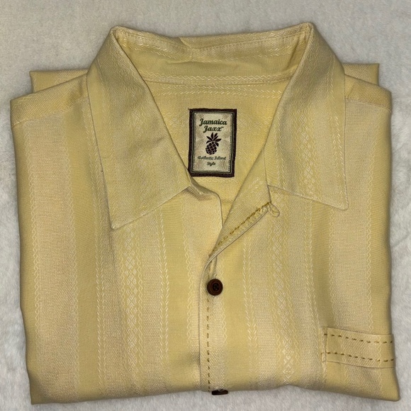 Jamaica Jaxx Yellow Short Sleeved Silk Shirt, Size XL - Picture 1 of 8